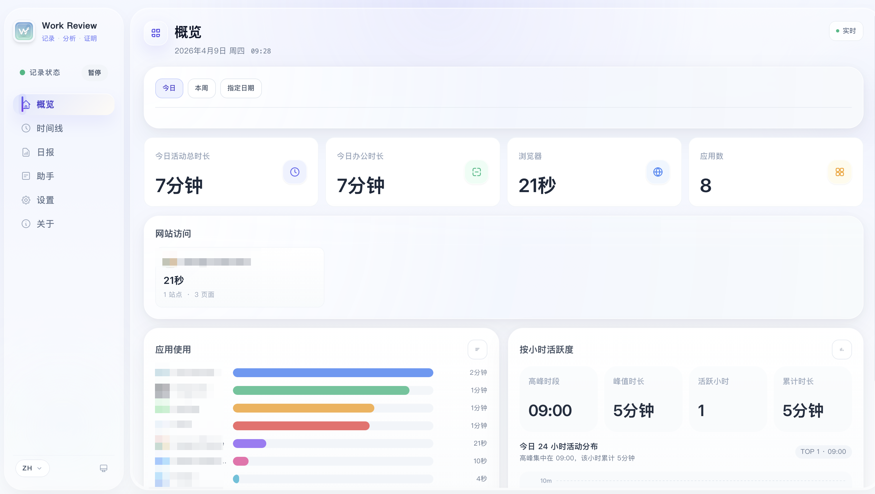 Work Review 界面